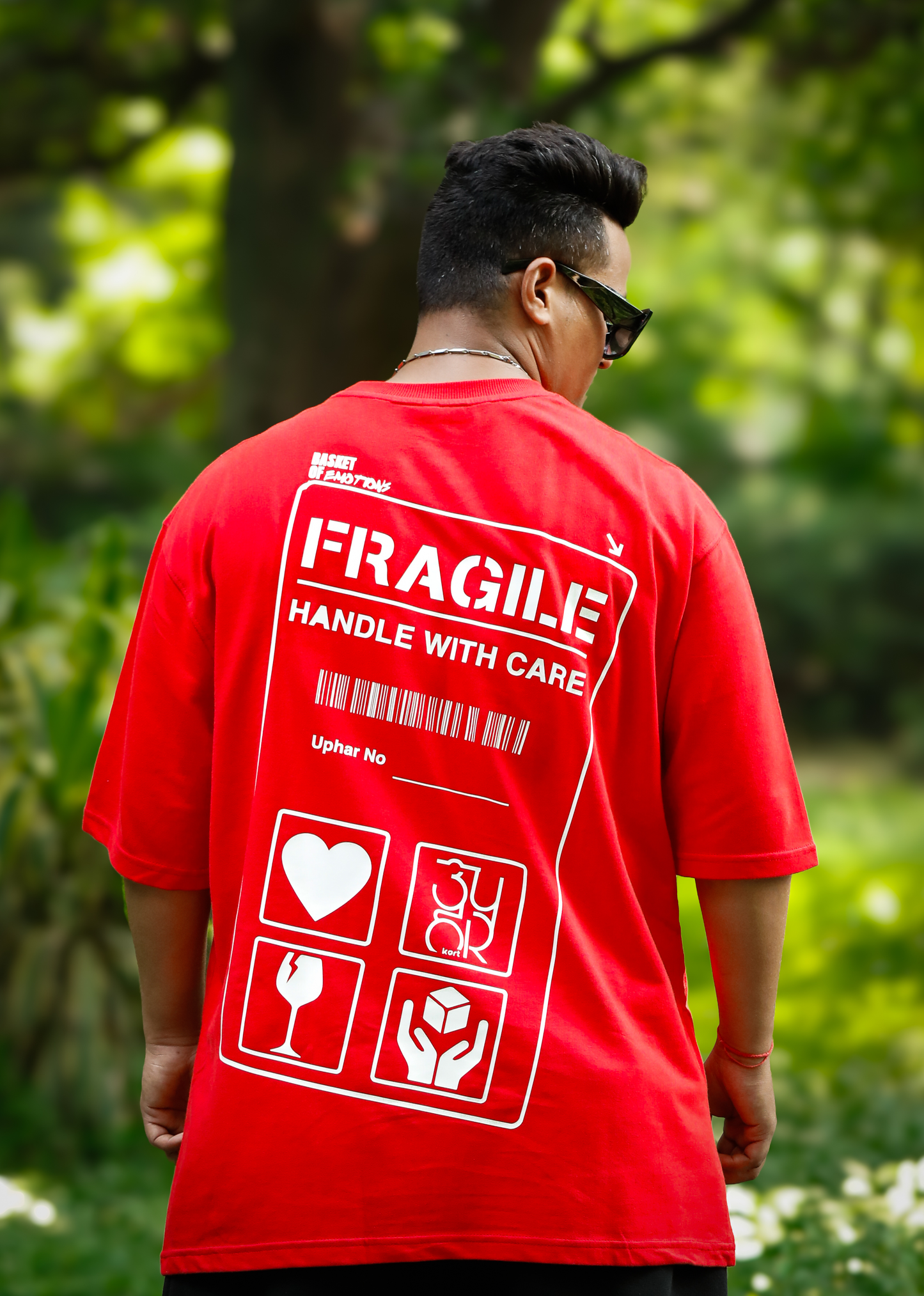 FRAGILE RED OVERSIZED UNISEX TSHIRT