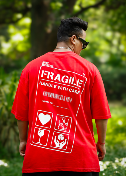 FRAGILE RED OVERSIZED UNISEX TSHIRT