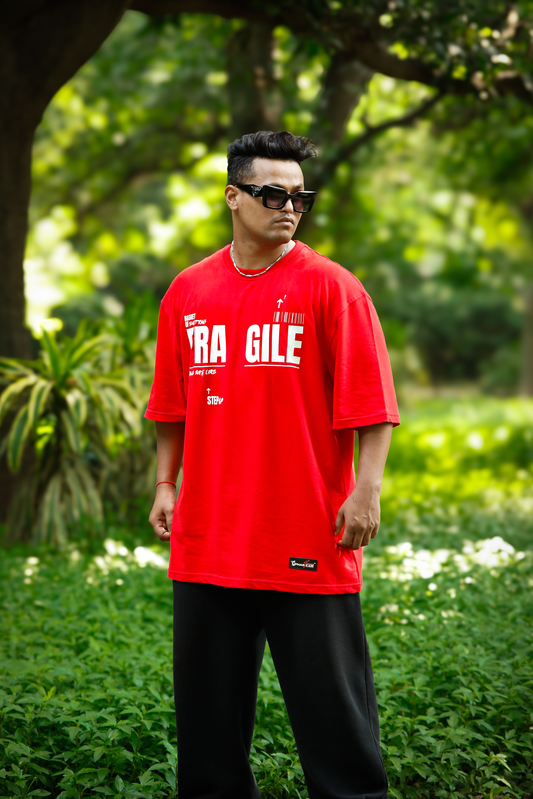 FRAGILE RED OVERSIZED UNISEX TSHIRT