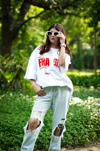 FRAGILE WHITE OVERSIZED TSHIRT