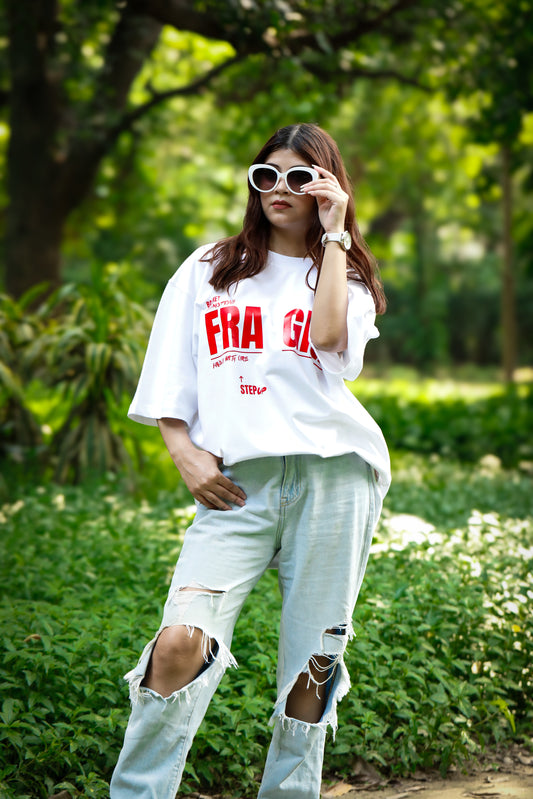FRAGILE WHITE OVERSIZED TSHIRT