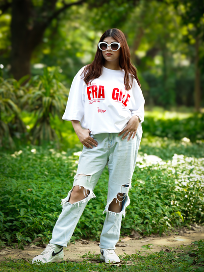 FRAGILE WHITE OVERSIZED TSHIRT