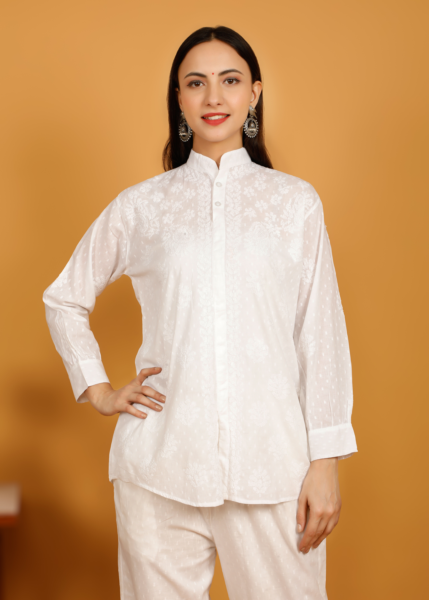 MOHIITO LUCKNOWI CHIKANKARI  FULL SLEEVES COTTON CO-ORDS SET