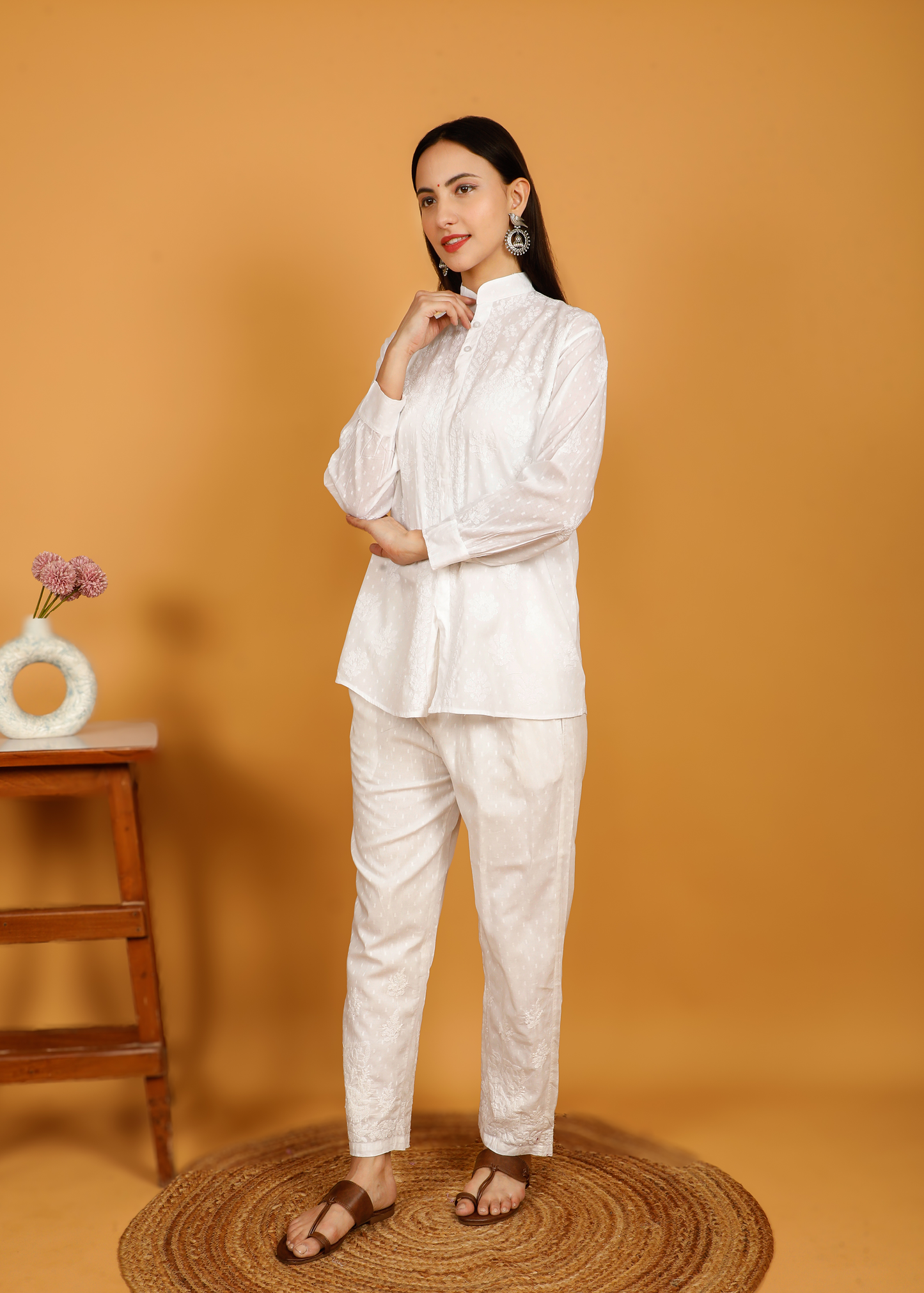 MOHIITO LUCKNOWI CHIKANKARI  FULL SLEEVES COTTON CO-ORDS SET