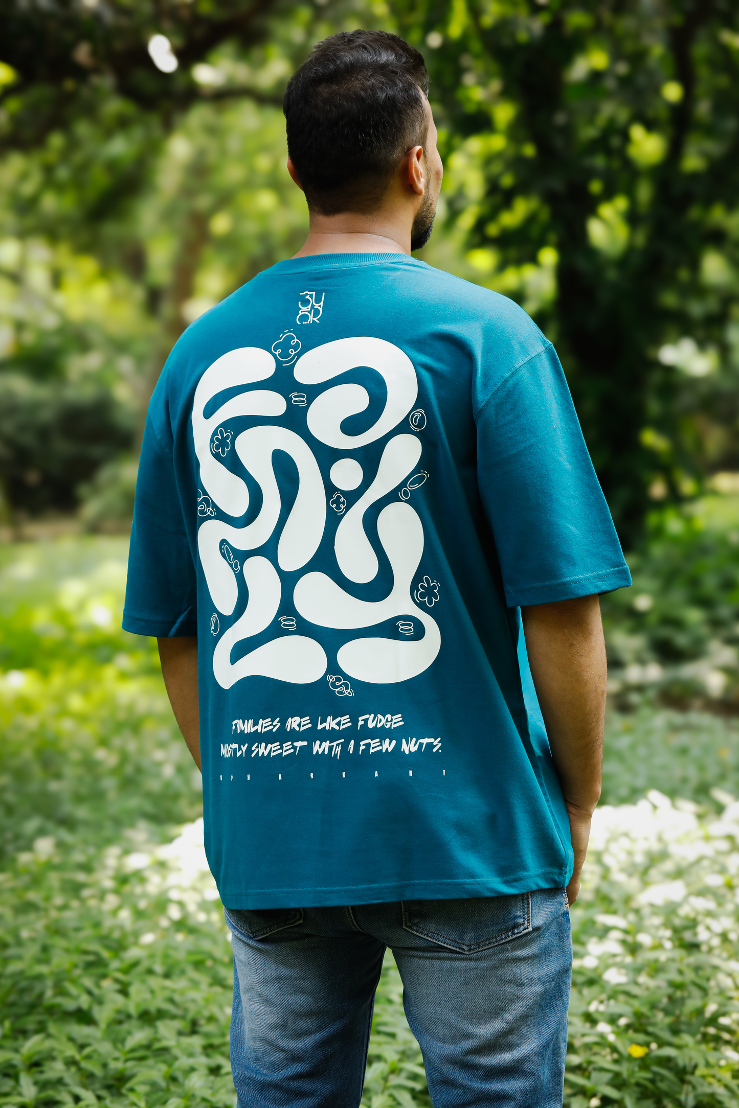 FAMILY OVERSIZED TEEL BLUE UNISEX TSHIRT