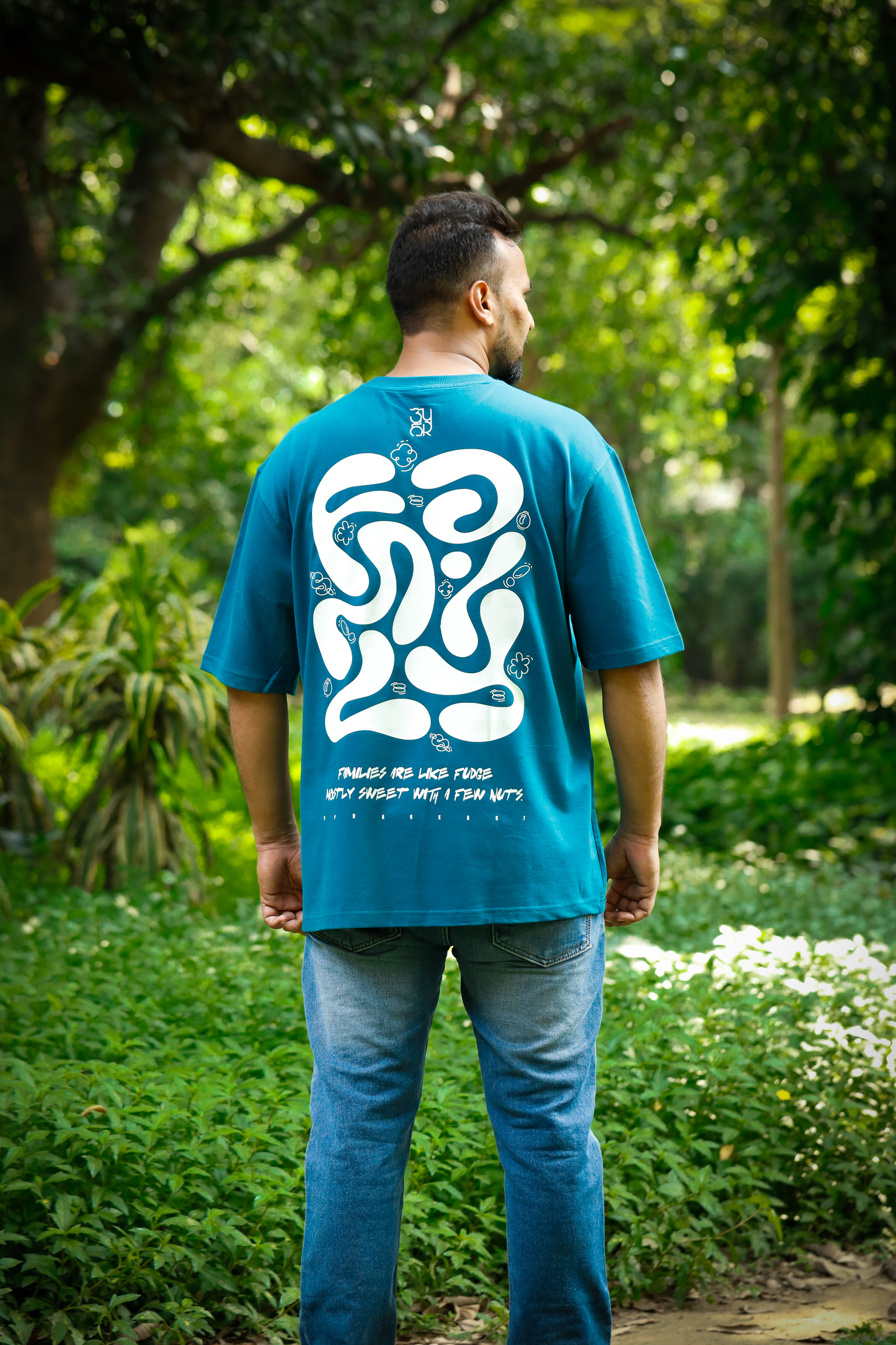 FAMILY OVERSIZED TEEL BLUE UNISEX TSHIRT