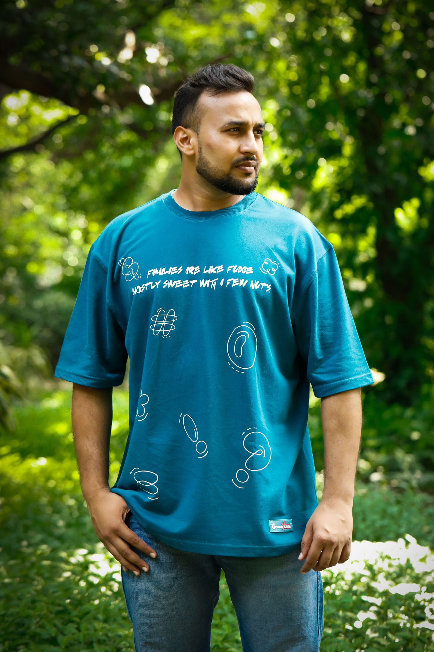 FAMILY OVERSIZED TEEL BLUE UNISEX TSHIRT