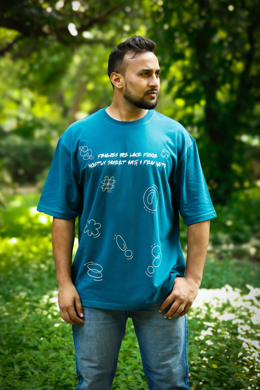 FAMILY OVERSIZED TEEL BLUE UNISEX TSHIRT